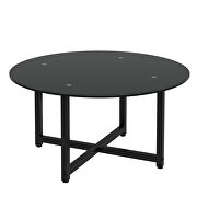Round tempered glass top black coffee table by La Spezia additional picture 3