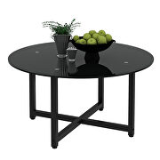 Round tempered glass top black coffee table by La Spezia additional picture 7