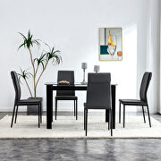 5-pieces dining table set: tempered glass dining table and 4 faux leather chairs in black by La Spezia additional picture 12