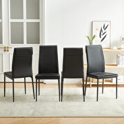 5-pieces dining table set: tempered glass dining table and 4 faux leather chairs in black by La Spezia additional picture 15
