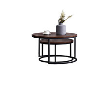 Black metal frame with walnut top modern nesting coffee table by La Spezia additional picture 3