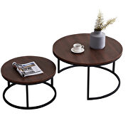 Black metal frame with walnut top modern nesting coffee table by La Spezia additional picture 4