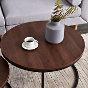 Black metal frame with walnut top modern nesting coffee table by La Spezia additional picture 7