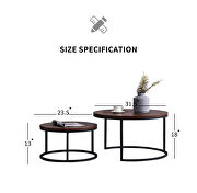 Black metal frame with walnut top modern nesting coffee table by La Spezia additional picture 8