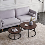 Black metal frame with walnut top modern nesting coffee table by La Spezia additional picture 9