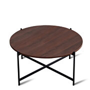 Modern round coffee table,black metal frame with walnut top by La Spezia additional picture 5