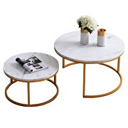 Golden metal frame with marble color top modern nesting coffee table by La Spezia additional picture 2