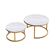 Golden metal frame with marble color top modern nesting coffee table by La Spezia additional picture 3