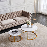 Golden metal frame with marble color top modern nesting coffee table by La Spezia additional picture 6