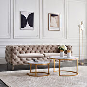 Golden metal frame with marble color top modern nesting coffee table by La Spezia additional picture 9