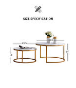 Golden metal frame with marble color top modern nesting coffee table by La Spezia additional picture 10