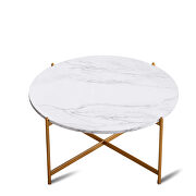 Modern round coffee table,golden metal frame with marble color top by La Spezia additional picture 3