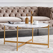 Modern round coffee table,golden metal frame with marble color top by La Spezia additional picture 5