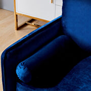 Blue velvet fabric sofa with pocket additional photo 5 of 6
