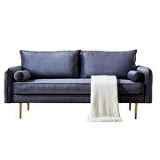 Gray velvet fabric sofa with pocket additional photo 2 of 7