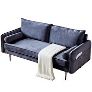 Gray velvet fabric sofa with pocket by La Spezia additional picture 3