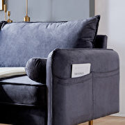 Gray velvet fabric sofa with pocket additional photo 5 of 7