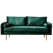 Green velvet fabric sofa with pocket additional photo 2 of 6