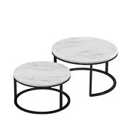 Black metal frame with marble color top modern nesting coffee table by La Spezia additional picture 2