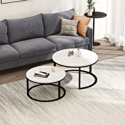 Black metal frame with marble color top modern nesting coffee table by La Spezia additional picture 7