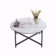 Modern round coffee table, black metal frame with marble color top by La Spezia additional picture 4