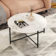 Modern round coffee table, black metal frame with marble color top by La Spezia additional picture 6