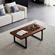 Minimalist coffee table,black metal frame with walnut top- square coffee table additional photo 2 of 13