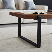 Minimalist coffee table,black metal frame with walnut top- square coffee table additional photo 3 of 13