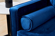 Mid-century modern blue velvet fabric bench sectional couch sofa additional photo 4 of 8