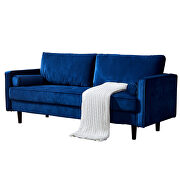 Mid-century modern blue velvet fabric bench sectional couch sofa by La Spezia additional picture 8