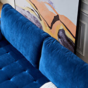 Mid-century modern blue velvet fabric bench sectional couch sofa by La Spezia additional picture 9
