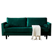 Mid-century modern emerald velvet fabric bench sectional couch sofa additional photo 2 of 7