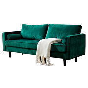 Mid-century modern emerald velvet fabric bench sectional couch sofa additional photo 3 of 7
