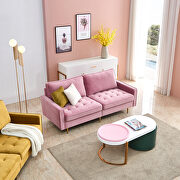 Modern pink velvet fabric sofa additional photo 5 of 11