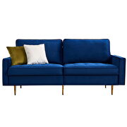 Modern blue velvet fabric sofa additional photo 2 of 15