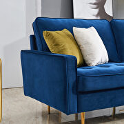 Modern blue velvet fabric sofa additional photo 5 of 15