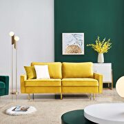 Modern yellow velvet fabric sofa additional photo 2 of 12