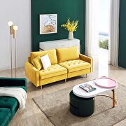 Modern yellow velvet fabric sofa additional photo 4 of 12