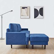 Modern blue fabric sofa l shape, 3 seater with ottoman additional photo 3 of 8