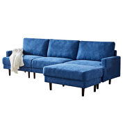 Modern blue fabric sofa l shape, 3 seater with ottoman by La Spezia additional picture 7