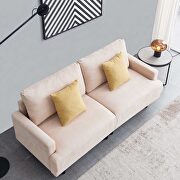Square armrest beige fabric sofa additional photo 3 of 9