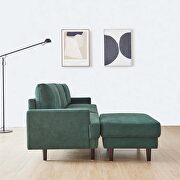 Modern emerald fabric sofa l shape, 3 seater with ottoman additional photo 3 of 10
