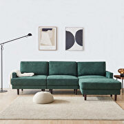 Modern emerald fabric sofa l shape, 3 seater with ottoman additional photo 4 of 10