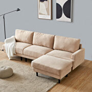 Modern beige fabric sofa l shape, 3 seater with ottoman additional photo 2 of 9