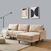 Modern beige fabric sofa l shape, 3 seater with ottoman additional photo 4 of 9