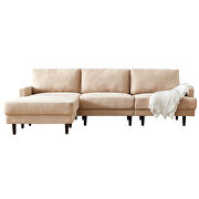 Modern beige fabric sofa l shape, 3 seater with ottoman by La Spezia additional picture 6