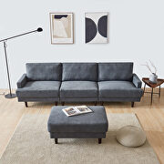 Modern dark gray fabric sofa l shape, 3 seater with ottoman additional photo 3 of 8