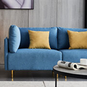Comfortable blue linen modern sofa additional photo 2 of 9