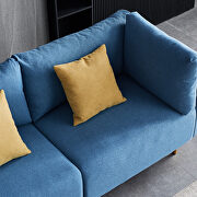 Comfortable blue linen modern sofa additional photo 3 of 9