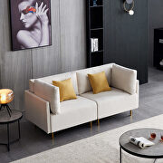 Comfortable beige linen modern sofa additional photo 2 of 8
